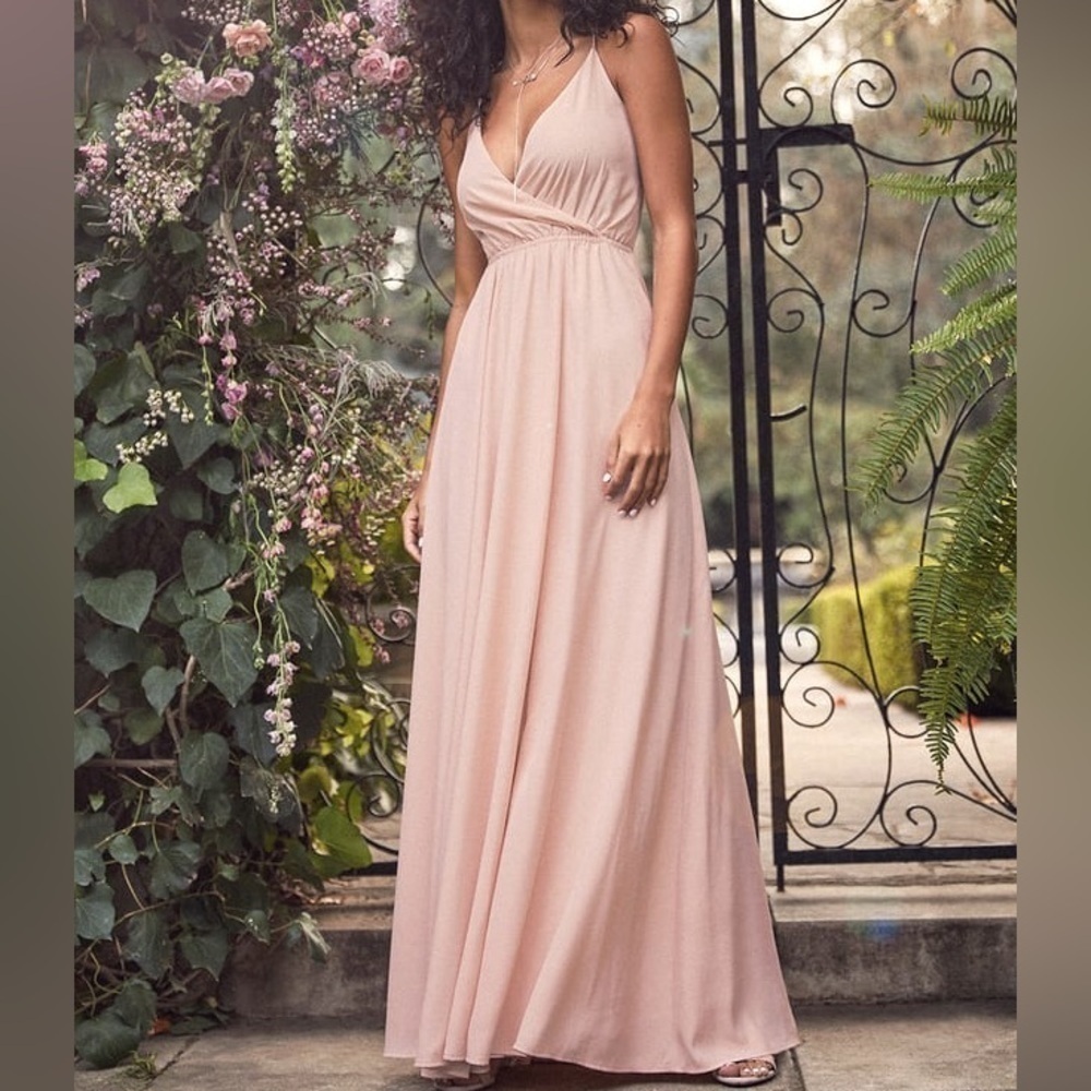 Lulus Everything's All Bright Blush Pink Backless Maxi Dress NWT